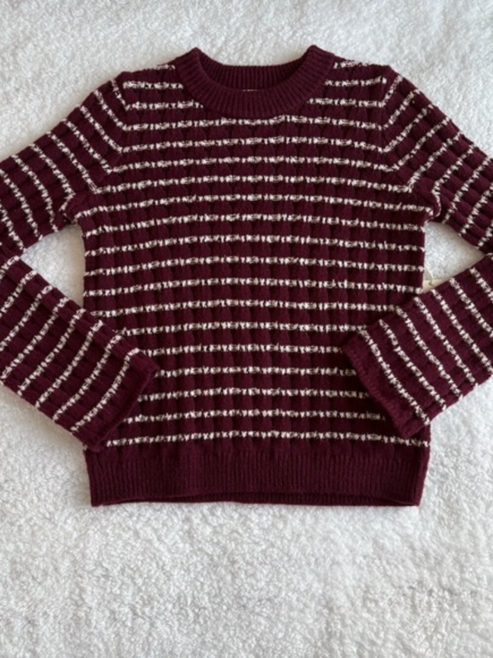 C&C California Burgundy Striped Knit Crewneck Sweater NWT - Size M